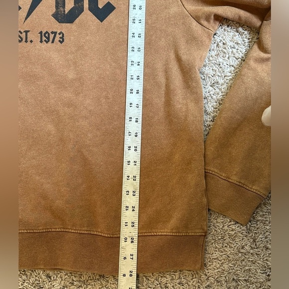 Rock Band AC/DC Rust Brown Festival Retro Neck Cut Out Baggy Sweatshirt Sz XL - Picture 10 of 10